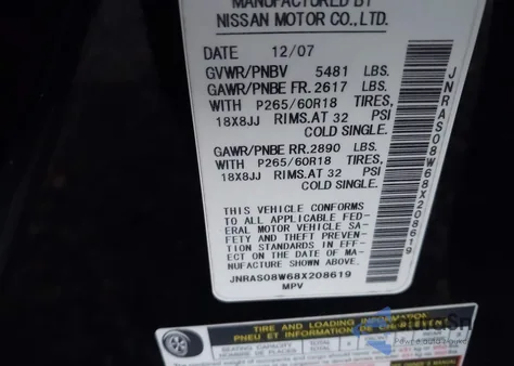 2008 Infiniti Fx35 z USA, uszkodzony, nr VIN JNRAS08W68X208619